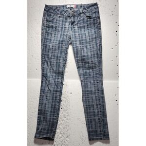 Cabi Pants Women Size 8 Blue Plaid Denim Jeans Pockets Skinny Fit
